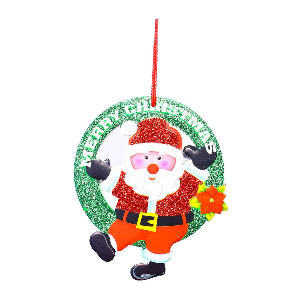 16 CM Plaque Decoration - Wreath With Santa