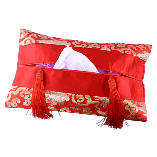 21x34cm Tissue Box Cover Chinese Motif Satin Embossed