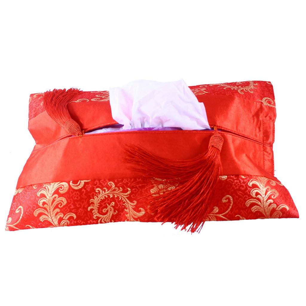 21x34cm Tissue Box Cover Chinese Motif Satin Embossed