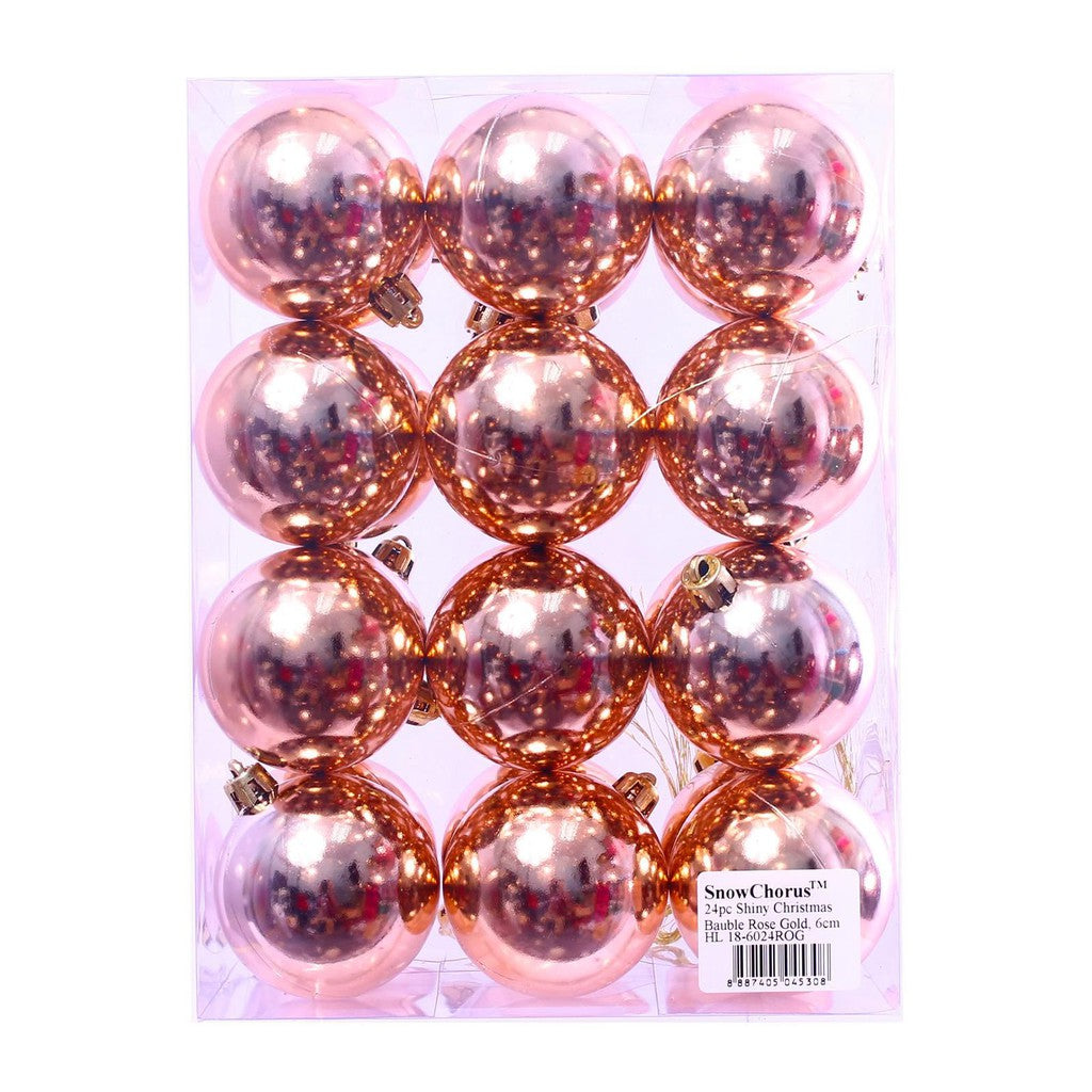 24 PCS Shiny Christmas Bauble Rose Gold 6 CM