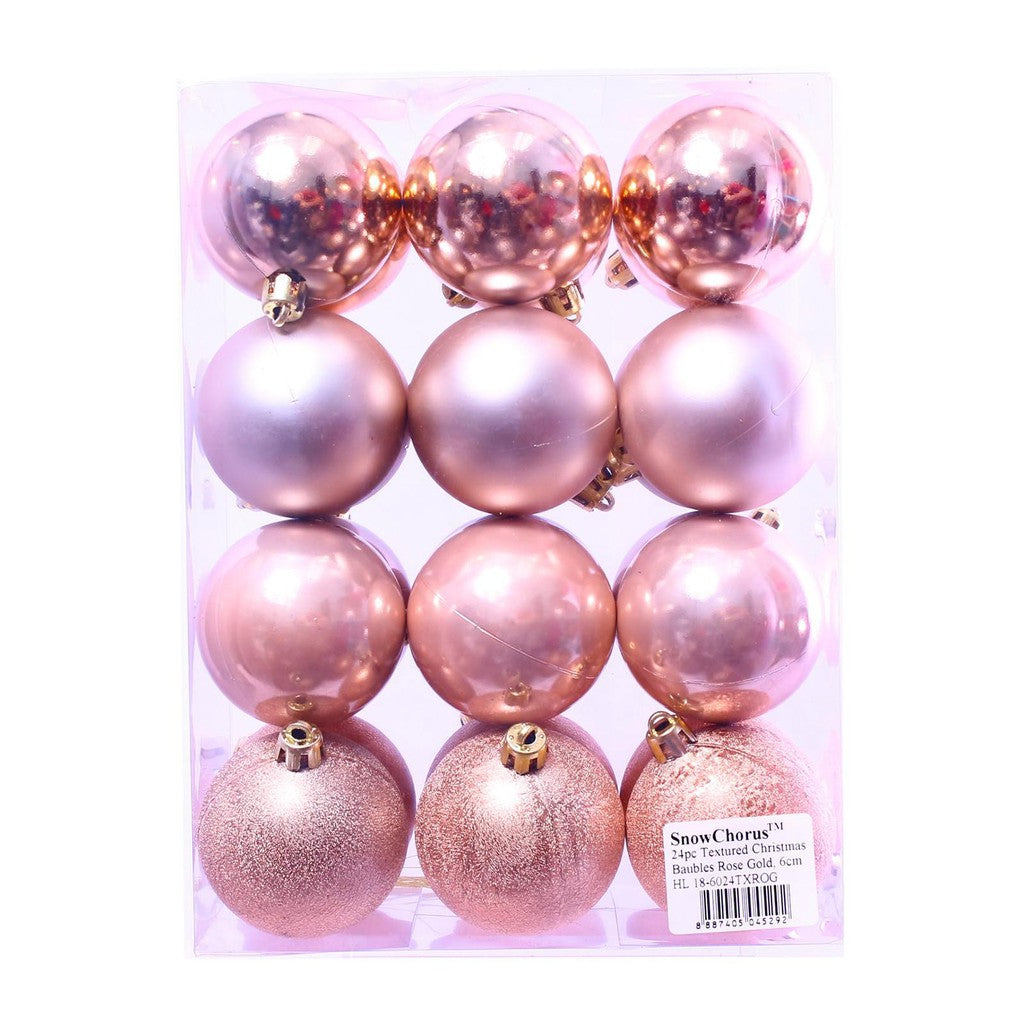 24 PCS Textured Christmas Baubles 6 CM