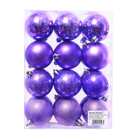 24 PCS Textured Christmas Baubles 6 CM