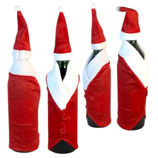 Wine Bottle Cover-Santa Suit Hat