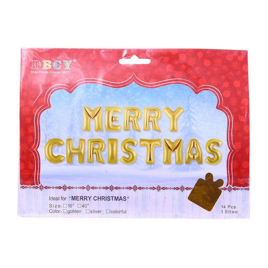 16In Alphabet Balloon Set - Merry Christmas Gold