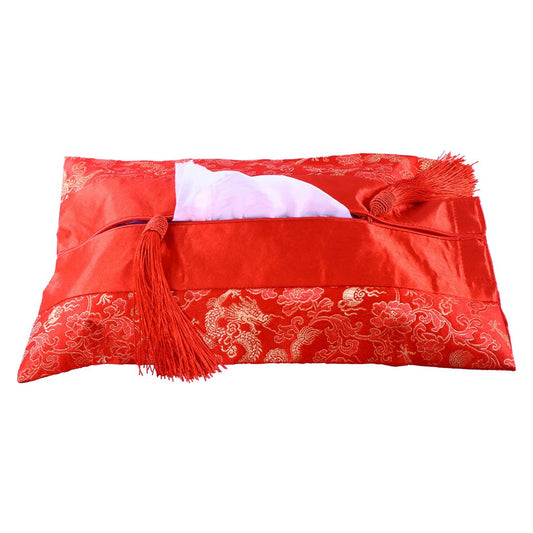 21x34cm Tissue Box Cover Chinese Motif Satin Embossed