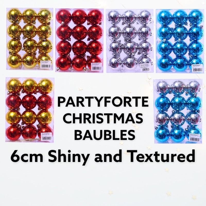 24Pc Shiny  Christmas Bauble 6 cm 