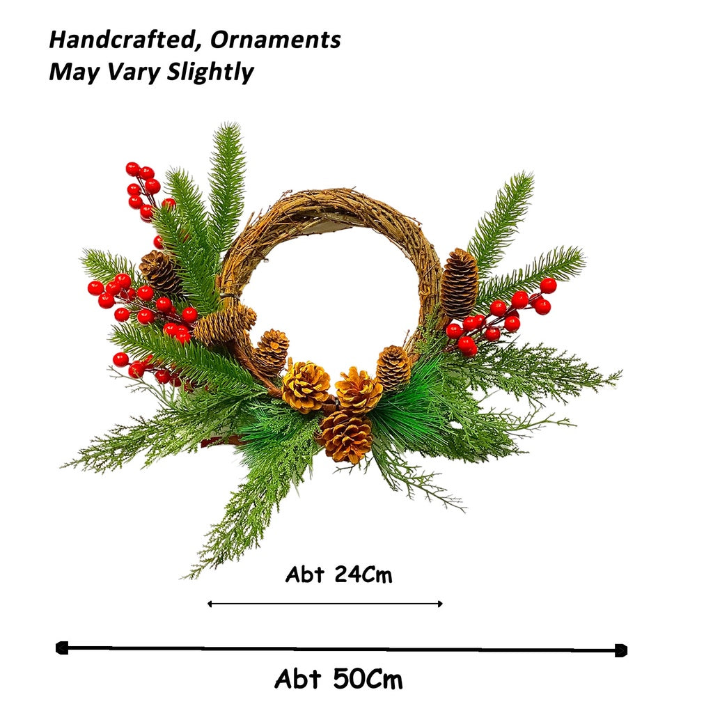 25Cm Gold Pine Leaves Christmas Wreath