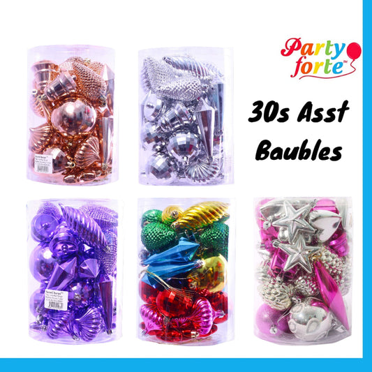 30 PCS Assorted Shape Baubles