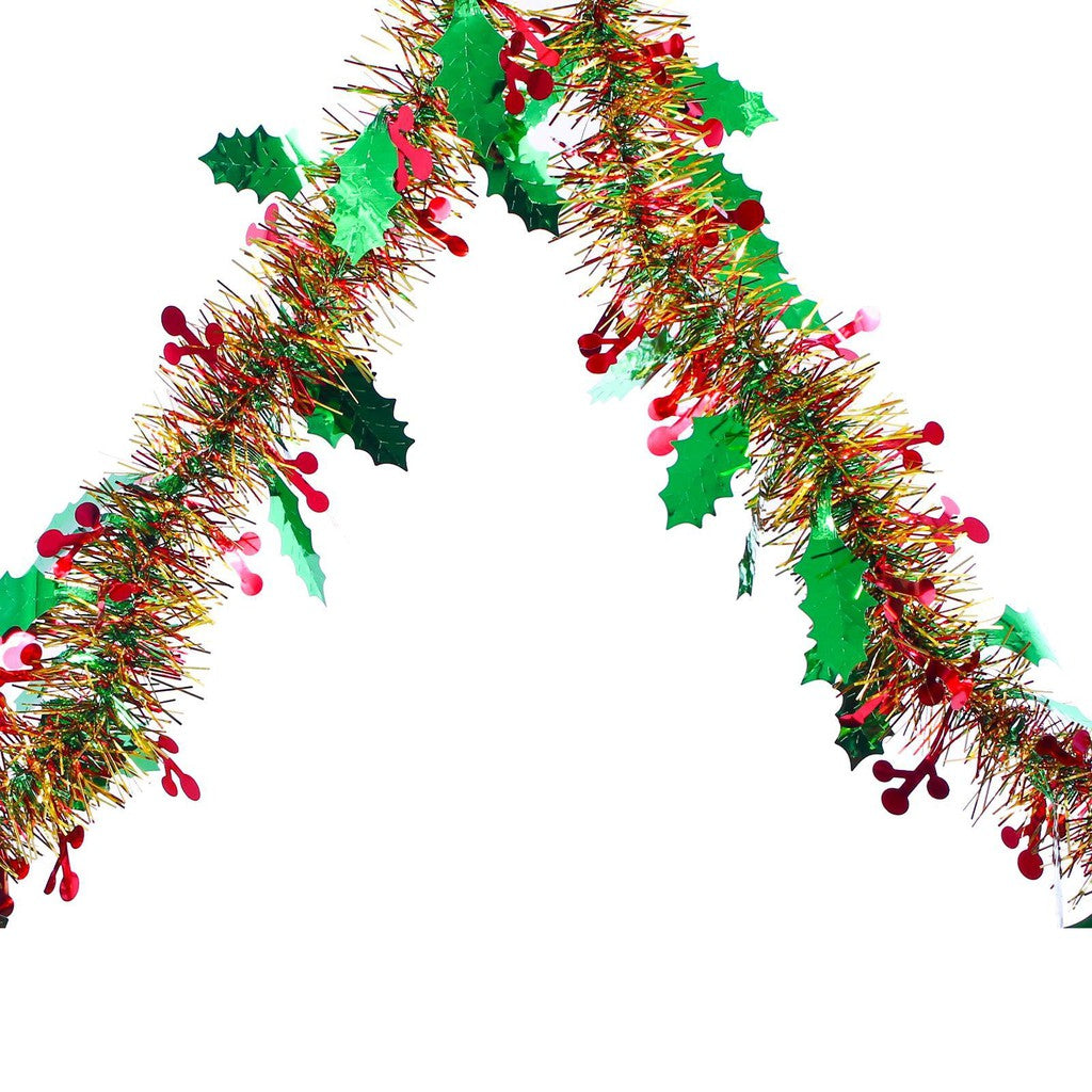 Christmas 1.8M Tinsel Garland Chain - Gold, Red & Green